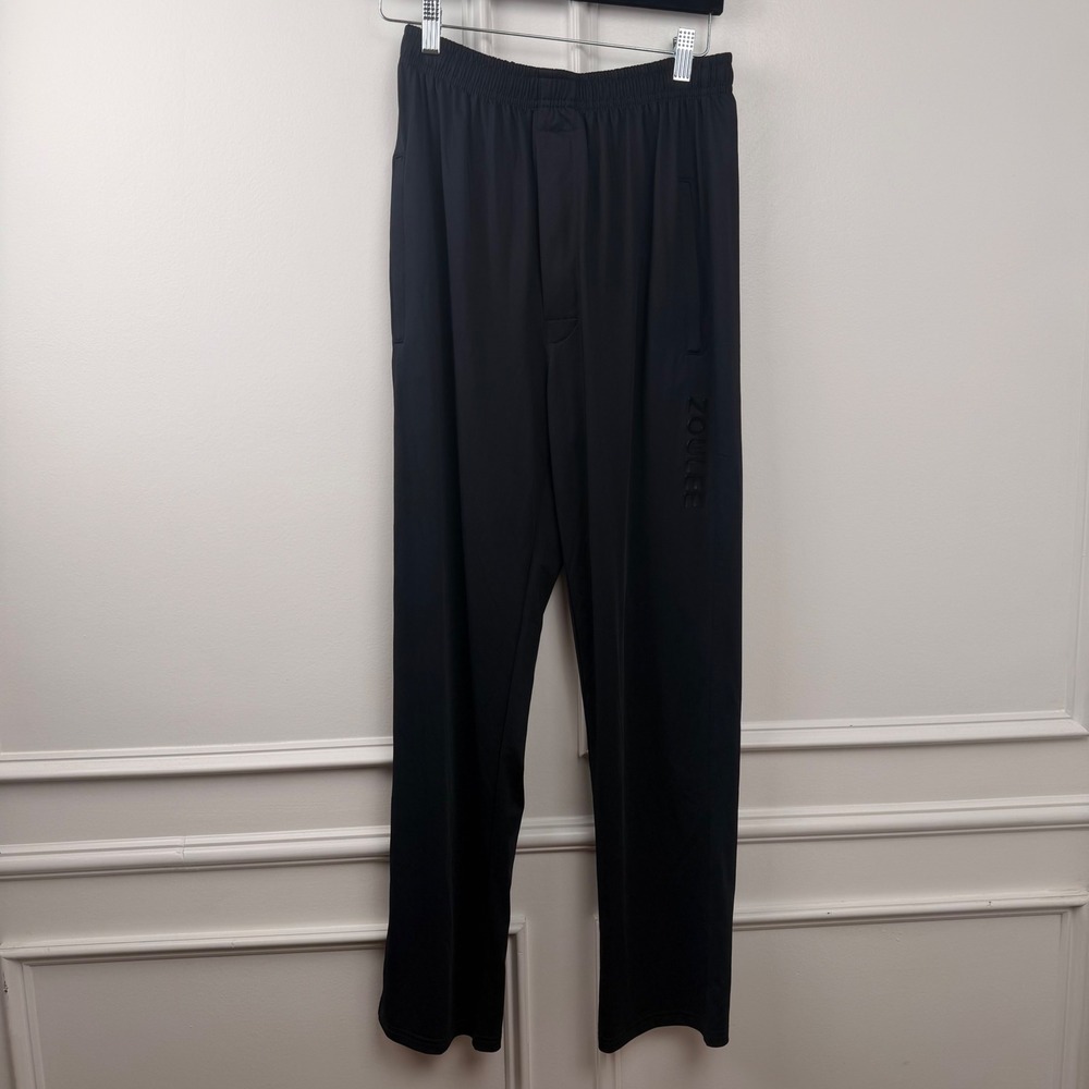 Zoulee Mens Black Athletic Track Pants Straight Leg Elastic Waist Size‎ Medium